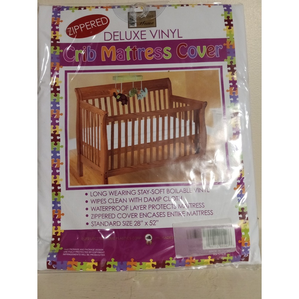 Home Deluxe Vinyl Crib Mattress Cover‎ Zippered Waterproof Standard Size 28x52
